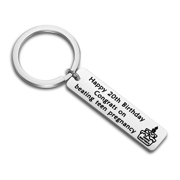 BEKECH 20th Birthday Gifts Birthday Keychain Happy 20th Birthday Congrats