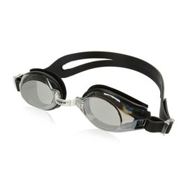 Sporti Antifog Positive Optical Mirrored Swim Goggles - Diopters 2.0 to 6.0, Perfect for Long-Sighted Adults, Enhanced Vision - Silver Mirror/Smoke Lens/Black Frame - Positive 2.5