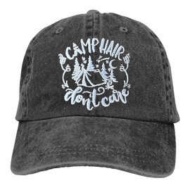 RNFENQS Camping Hair Don't Care Baseball Cap Distressed Dad Hat for Women Men Black