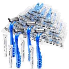 (200 Pack) Kheoxusa 3 Blade Disposable Razor,Three Blade Disposable Razor,Triple Blade Disposable Razors,Disposable Razors Individually Wrapped,Disposable Razors for Travel, Airbnb,Homeless-Light Blue