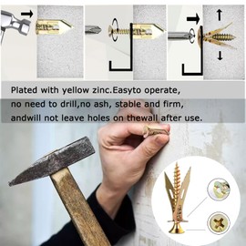 100Pcs Drywall Self-Drilling Anchors with Screws Kit, Expansion Screws Set No Drilling Required, for TV, Bike, Shelf Straps, Cabinet & Fixing Curtains (50PCS Steel Anchors and 50PCS Zinc Screws)