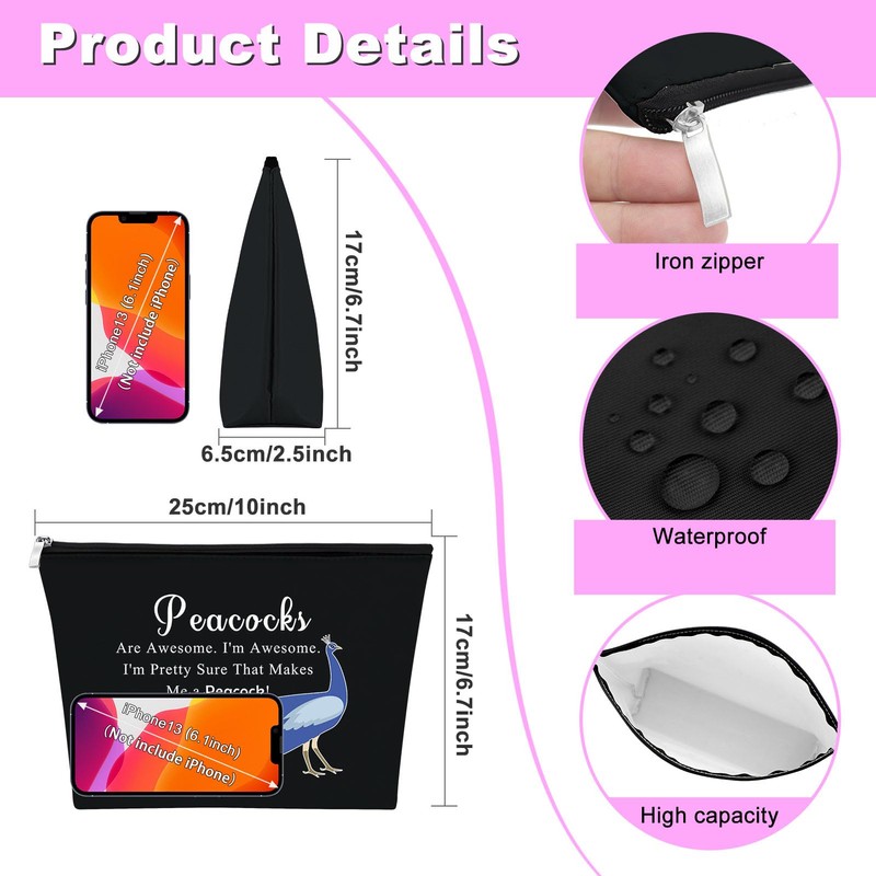 Peacock Cosmetic Bag Peacock Theme Gifts for Peacock Lovers Inspirational