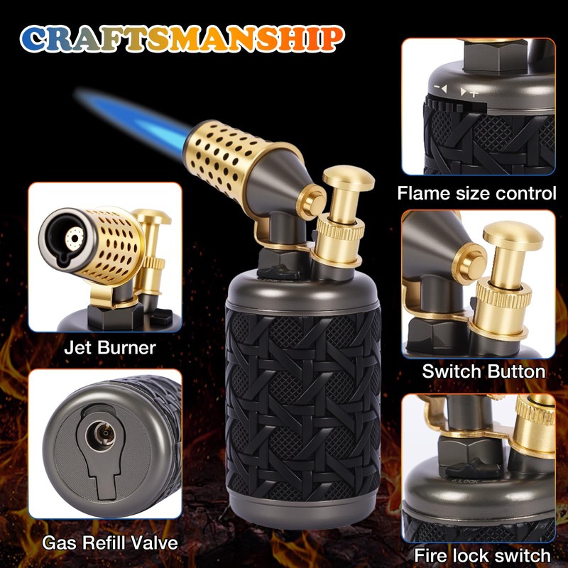 Blow Torch, Professional Kitchen Cooking Butane Torch with Safety Lock