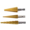 3Set Metric Titanium Coated Step Drill Bit Set, HSS Cone