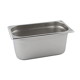 Genware GN13-65 Stainless Steel Gastronorm Pan, 1/3 GN, 327 mm Length, 175 mm Width, 65 mm Deep