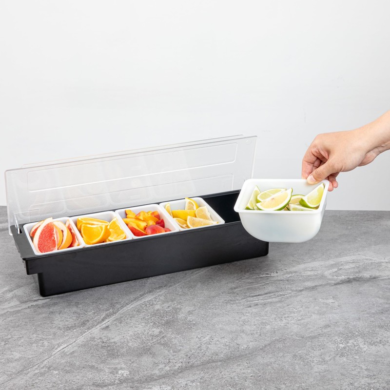 Restaurantware Bar Lux 1.2 Pint White Plastic Condiment Caddy Insert