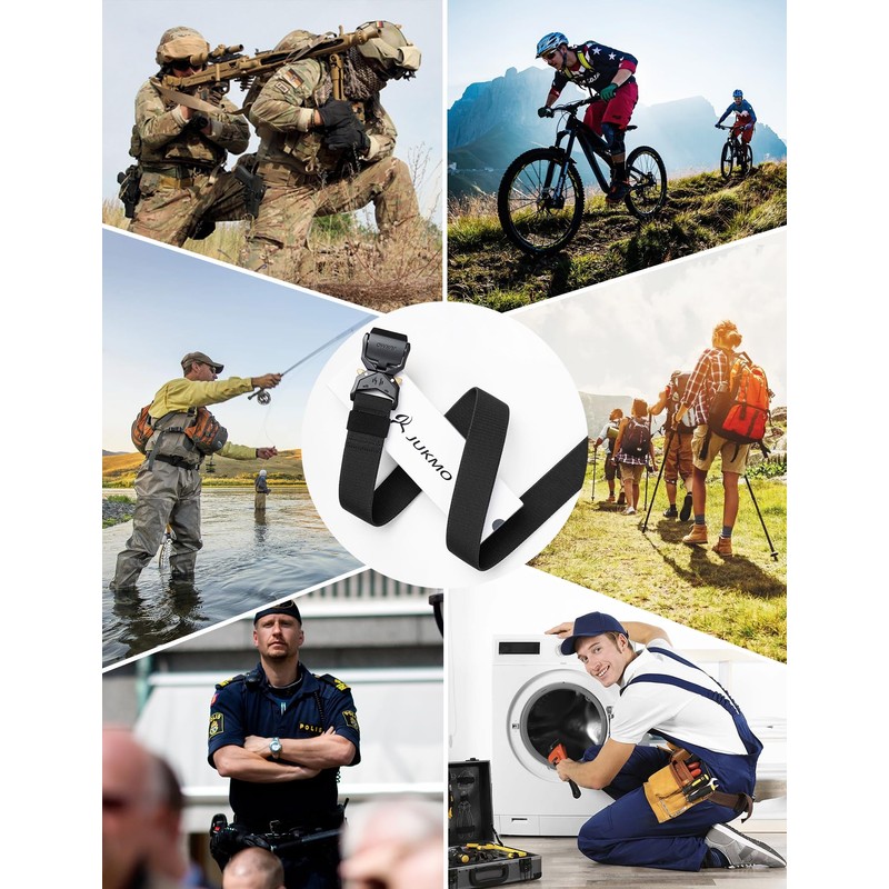 JUKMO Tactical Belt, Military Hiking Rigger 1.5 inches Nylon Web