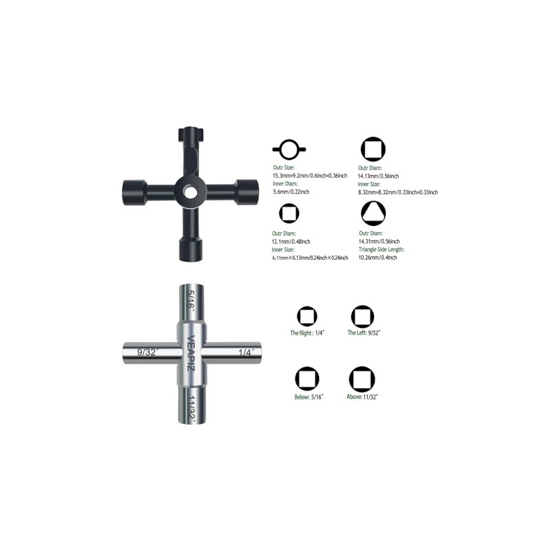 VEAPIZ 2PCS Multifunctional Water Utility Key Set