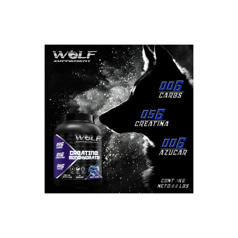 Suplemento Creatina Monohidratada Wolf 1 Kg 200 Servicios