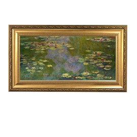 ELITEART-Water Lilies (C), by Claude Monet Oil Painting Reproduction Giclee Wall Art Canvas Prints-Framed