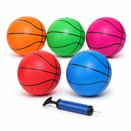 5 Pack 7 Inch Small Basketballs - Size 3 Mini Basketball Set with 5 Colors Toy Basketballs for Kids, Indoor and Outdoor Play