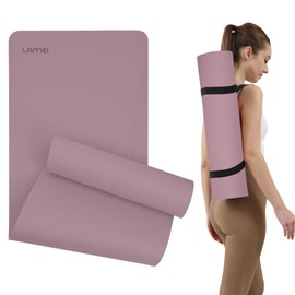 LAMEI 10mm Yoga Mat with Strap – Extra Thick POE Yoga Mat 1cm, Non-Slip Anti-Tear, High Density High Resiliency, 72"x24"x10mm Suitable for Women Men All Ages, For Yoga, Pilates and Floor Exercise, Workout, with Portable Strap (Pink)