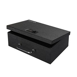Grokk Safe Lock Box, Safe Box Chest Carry Handle, Steel Security Safe Box, Metal Cash Box, 0.25-Cubic Feet, XL Black
