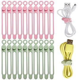 20 bridas de silicona, organizador de cables elástico multifuncional, bridas ajustables reutilizables, para organizar auriculares, cables de datos, cables y cables, etc. para oficina, hogar, coche, cocina