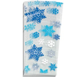 Unique Party 62042 - Cellophane Blue and White Snowflake Christmas Party Bags, Pack of 20