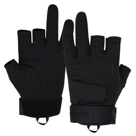 Seibertron S.O.L.A.G-T Tactical Three Fingerless Gloves - Water Resistant Impact Protection Outdoor Sports Gloves Black L