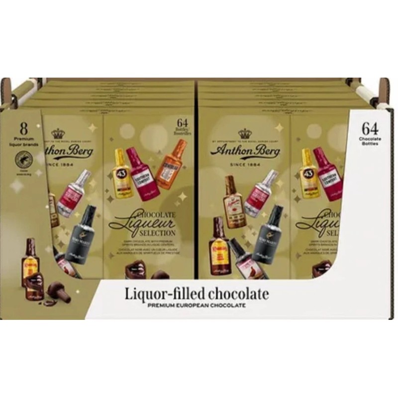 Anthon Berg Dark Chocolate Liqueur Liquor Bottles 64 count 2.2