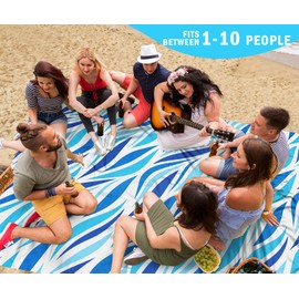 AlphaBeing Large Beach Blanket Waterproof Sandproof, Oversized Sand Free Beach Mat for 1-10 People, Lightweight & Quick Drying Picnic Blanket with 6 Stakes