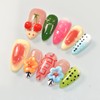 LIFOOST Handmade Press On Nails Almond 3D Hand Painted Flower