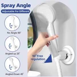Handheld Shower Head Holder , Suction Cup Shower Head Holder, Adjustable Shower Head Wall Mounted for Tile/Glass (White)