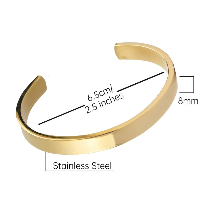 MILAKOO 8mm Gold Open Bangle Sterling Silver Cuff Stackable Elegant