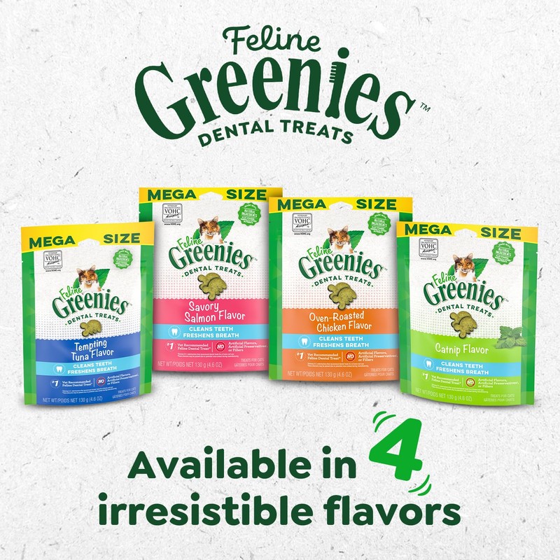 Greenies Feline Veterinarian-Recommended Adult Natural Dental Cat Treats, Oven Roasted