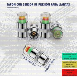 4pz Tapon Con Sensor De Presión Cromado Válvula Llanta Auto                                                                                           