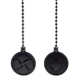 Antrader Ceiling Fan Pull Chain Set,12-Inch Round Fan Pull Chain Pendant Extension，Lighting & Fan Beaded Ball Fan Pull Chain，2-Pack,Matte Black