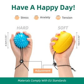 Hand Trainer Ball Pack of 2 (Soft Ball + Hedgehog Ball) Kneading Ball for Hands Therapy, Finger Trainer, Anti-Stress Ball, Massage Ball, Strengthening of Hand, Finger Training