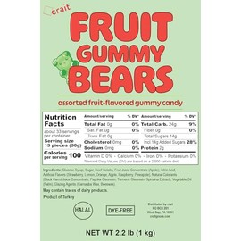 Gummy Bears Bulk Bag Dye Free Candy, Halal Gummies Fruit Flavored Gummy Bears 2.2 Pounds
