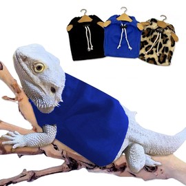 Lizard Clothes Bearded Dragon Hoodie Sweater Jacket Small Pet Costume Flannel Apparel for Reptiles Party Cosplay Props Chameleon Outfit Reptile Clothing Accessories（Blue）