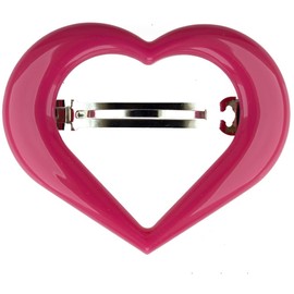 1 x heart patent clip, open, approx. 9 cm long and 7 cm wide, in pink, made in Germany WeLoveBeads