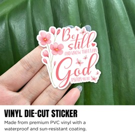 (3Pcs-2") Be Still and Know That I am God Sticker, Psalm 46:10 Bible Verse, Christian Faith Religious Quote Waterproof Vinyl Sticker for Laptop Water Bottle Kindle Decal Gift for Her Him 2 Inches