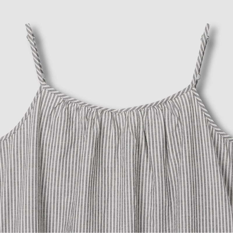 JAJU [JAJU] Women's Cotton Seersucker Sleeveless Pajama Dress_Dark Charcoal