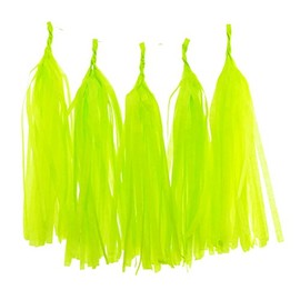 Tassel Decorations, Lime Green Party Streamer Tissue Paper Tassels (Set of 5) - Decorative Garland, Photography Backdrops, Kids Party Supplies, Wedding Banner