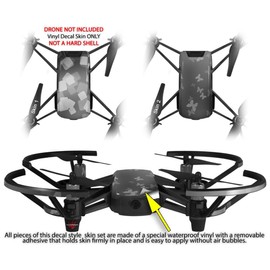 Skin Decal Wrap 2 Pack for DJI Ryze Tello Drone Bokeh Squared Grey Drone NOT Included