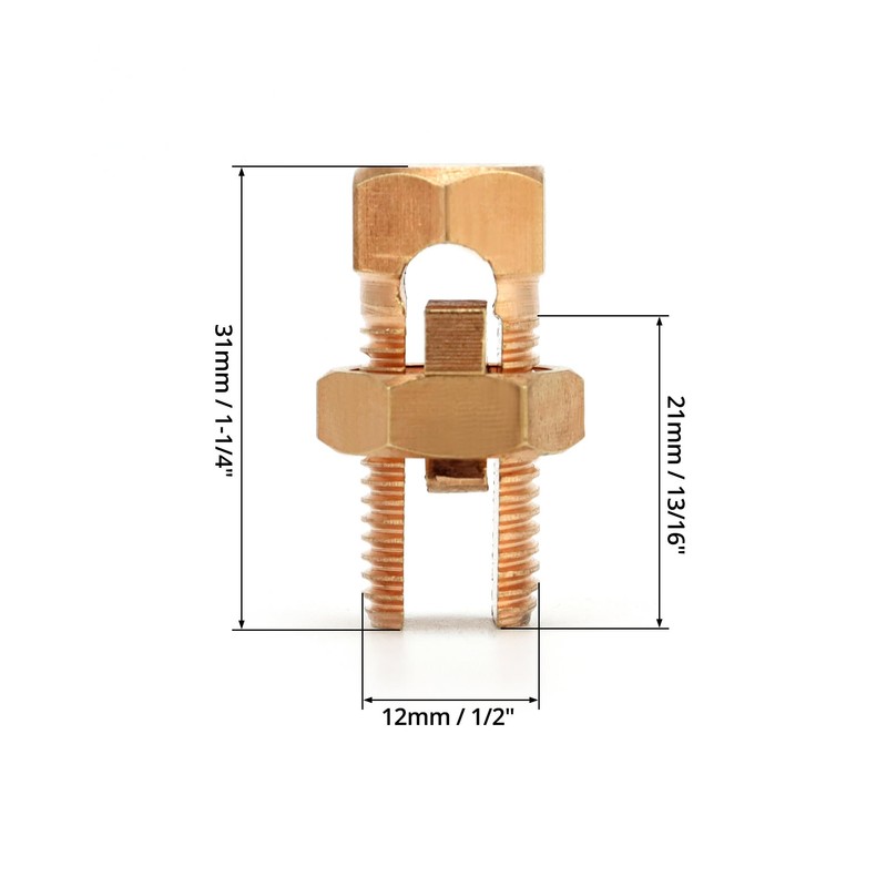 QWORK Grounding Split Bolt, 50 Pieces 4 Gauge 8 Gauge