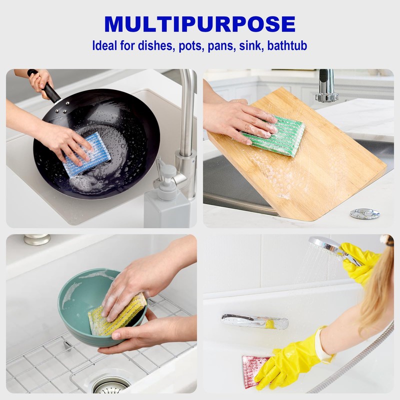 ovwo 8Pads Sponges Kitchen - Premium Dish Sponge, Dish Cloths