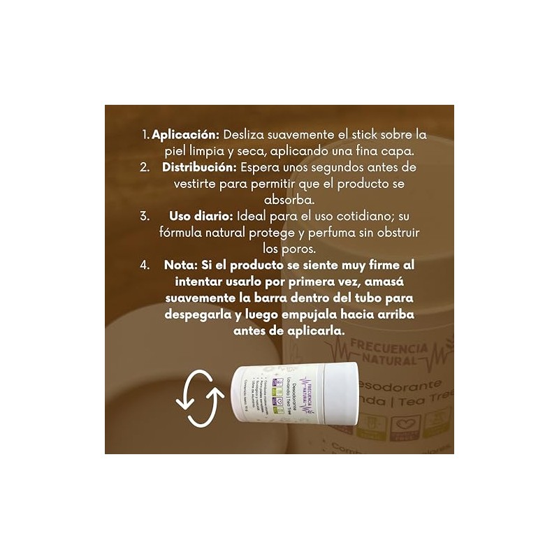 Frecuencia Natural Desodorante Lavanda Tea Tree, 100% Natural, Sin Aluminio,