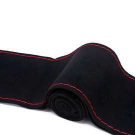 TATACLEA Steering Wheel Cover, Braided Steering Wheel Cover, Hand Sewn, Breathable, Artificial Suede Fabric, Diameter 15.0 inches (38 cm), Ultra Thin Texture, Anti-Slip, Easy to Hold, Good Touch