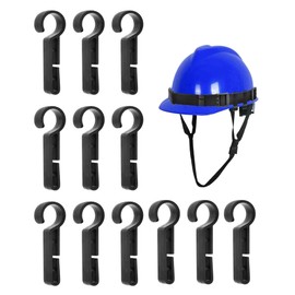 Safety Helmet Hook, Headlight, Fixed Helmet Holder, for Helmet Clitoris, Headlights, Easy to Carry, General Purpose, Night Work, Night Fishing, Climbing, Construction Site, Black (Pack of 12)
