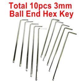 ZQToday 10pcs 3mm Ball End Allen Wrench sets,3mm Hex Key Wrench set,3mm ball end Hex Driver allen key Door Key L Shaped hex wrench set with Long Arm 120mm lengh.3mm ball end hex wrench