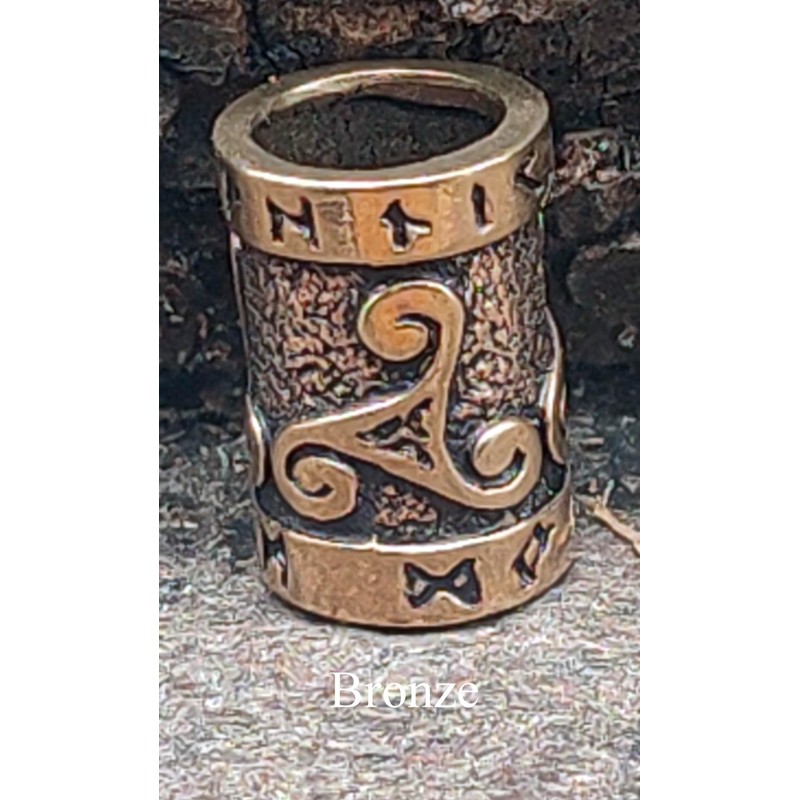 Beard bead curling bead bronze triskele 7 mm, Pearl, Pearl