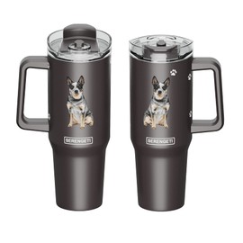 E&S Pets SERENGETI 40 Oz Ultimate Tumbler with Handle and Straw - Vacuum Insulated Tumbler with Straw and Lid - Stainless Steel Travel Mug for Pet Lovers - 3D Printing (Australian Cattle Dog)