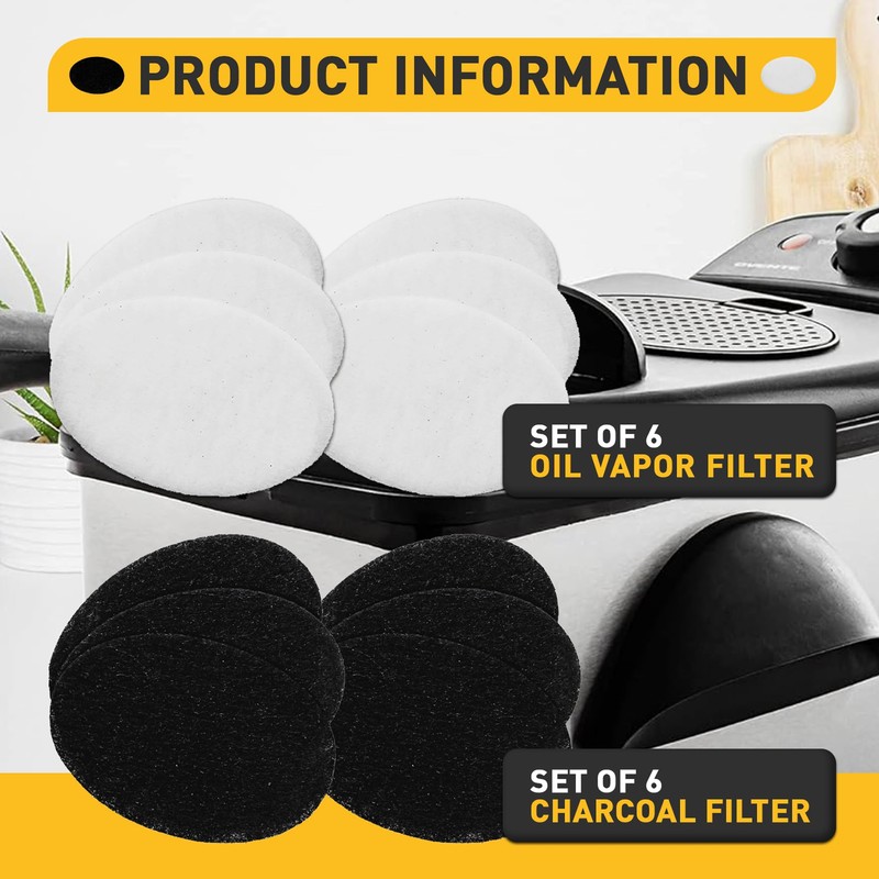 6 Packs Charcoal and Oil Vapor Replacement Filter, Compatible with