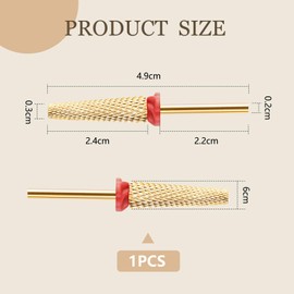 Kotkiddy® Super Long 5 in 1 Nail Drill Bits 24mm Carbide Tungsten Bits Advanced Quick Removal for Manicure Pedicure Cuticle Gel Polishing (Coarse, Gold)