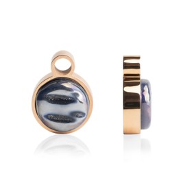 Roségold Anhänger für Ohrringe in dunkelgrau • Creolen Charm zum Wechseln • Edelstahl & recyceltes Glas • nachhaltiger Halbedelstein-Look • MIX AND MATCH