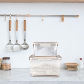 Yomjarl Yomjarl Set of Large Food Storage Jars5.5L&2.3L-Airtight Containers with Lids,Kitchen Canisters for Sugar,Flour,Fruits,vegetables,Refrigerator Fresh Storage Box