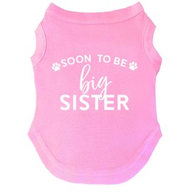 Soon to Be Big Sister Dog Tee Shirt | Sleeveless | Pregnancy Announcement | New Baby | Gender Reveal | Photoshoot (Baby Pink, 3X-Large 56)