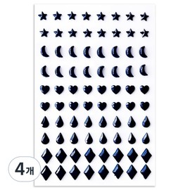 Darak 301 Sticker Face Glitter Festival Party Water Bomb Makeup Cubic Face Sticker, 4, 19 Black / 다락301 스티커 페이스 반짝이 페스티벌 파티 워터밤 메이크업 큐빅 얼굴스티커, 4개, 19 블랙